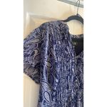 MSK Womens 24W‎ Blue Paisley MIDI Dress Lined Pintuck Church Career Corporate Photo 2