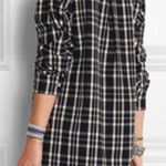 Maje Majé Grunge Leather Trimmed Black & White Plaid Flannel Shirt Size Large 12/14 Photo 1