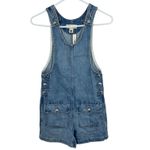 Madewell  Scoopneck Denim Shortalls Chambray Blue XXS Button Front Patch Pockets Photo 2