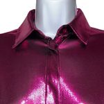 Anthropologie  Bright‎ Pink Metallic Shine Long Sleeve Blouse EUC $98 Size XS Photo 2