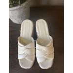 Vince Gilian Woven Leather Espadrille Wedge Sandals White Womens Size 6.5 Photo 7