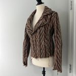 Bob Timberlake  XS Burgundy Brown Full Zip Jacquard Moto Jacket Sweater Photo 12