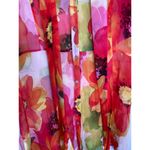 Chico's Chico’s Floral Silk Button Down Sheer Tunic Blouse w/Belt or Tie EUC Sz Lg Red Photo 3