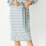Ann Taylor NWT  Striped Belted Sweater Midi Dress Seafoam/White XXL Long Sleeve Photo 0