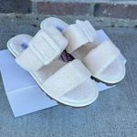Olivia Miller  Off White Beige Ivory Buckle Two Strap Slipper Sandals Size 7 NEW Photo 0