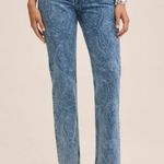 Mango NWT MNG X Denim Mid-rise Paisley straight-leg jeans SZ-2 Photo 3