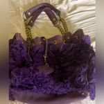 Juicy Couture Vintage 100% Silk Chiffon Ruffle Leather purple  DayDreamer Bow Bag Photo 1