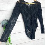 Victoria's Secret Victoria’s Secret Sheer Black Floral Lace Long Sleeve Bodysuit Size Medium Photo 1