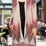 Lucky Brand  Boho South Western Long fringe cardigan S Photo 0