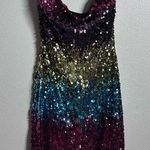 Main Strip Women Strapless Sparkling Sequin Party Dress Size Medium. Photo 0