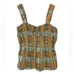 Anthropologie Pilcro Letterpress Plaid Smocked Peplum Top Size 4 NWT Photo 2