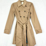 Anthropologie  Elevenses Ruffled Trench Coat Size 6 NEW Beige Belted Pockets Photo 0