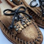 Coach Metallic Gold Rexy Roccasin Slip On Flats Size 7 Photo 2