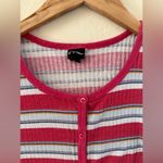 Art Class Striped Red and White Button-Up Top Photo 1