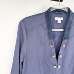 Sundance  Caroline Ruffle Military Velvet Blazer Size Large Navy Photo 2