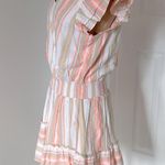 Vineyard Vines  Striped V Neck Ruffle Sleeve Smocked Dress Photo 4