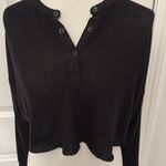 Urban Outfitters Cute Black  Long Sleeve Henley Crop Top Photo 3