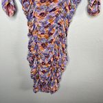 ZARA  Floral Ruched Bodycon Spring Cocktail Mid Sleeve Midi Dress Medium Photo 2