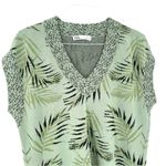 ZARA  Pullover Palm Leaf Cabana Vacation VNeck Short Sleeve Tunic Sweater Top Photo 5