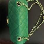 Vegan Quilted Textured Flap Crossbody Bag Green Photo 11