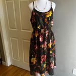 SheIn Floral Print Midi‎ Dress Black Sleeveless Smocked Waist Casual Summer Photo 4