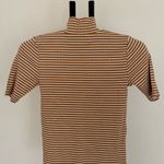 Loft Brown & White Striped Mock Neck Top (XS) Photo 1