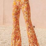 Ghanda Rosa Flares Retro Floral Bell Bottom Pants Orange Size XS Photo 1