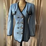 EXPRESS Vintage Denim Blazer and Skirt W Onyx & Black Buttons, Black Trim Photo 1