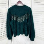 Nine West  x Cara Santana Sweater Sequin Fuzzy Teal Green XXL Pullover Photo 7