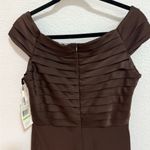 Calvin Klein Chocolate Brown Pleated Cap Sleeve Silk Satin Evening Gown Size 8 Photo 4