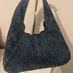 NWOT denim leopard print crescent bag Blue Photo 0