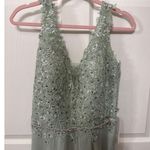 NWT Lavetir Beaded Lace Corset Back Chiffon Maxi Formal Gown in Mint Green, 16 Green Photo 1
