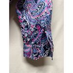 Ralph Lauren Lauren Womens Button Up Shirt 1X Paisley Floral Blue Pink Artsy Photo 2