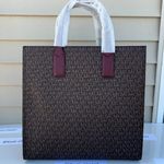 Michael Kors Merlot Kenly Tote Large MK Signature Purse Bag Photo 4