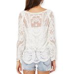You Are Not Alone Ivory Lace Crochet Mesh Long Sleeve Top White Size L Photo 1