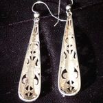 Silver Dangling Etched & Cutout Earrings Photo 4