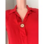 SECRET Sz 1 Womens RED Blouse Button Front Top RELAX EVERYDAY WEAR COMFORTABLE Photo 4