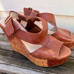 Franco Sarto A-Xenon cognac brown leather wedge sandals 8M Photo 0
