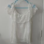 I.N. San Francisco  Off Shoulder White Lace Sheer Floral Blouse.XL Cottagecore Photo 2