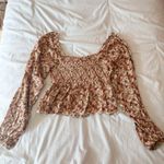 Altar'd State Altar’d State Ivory And Rust Floral Tie Front Babydoll Blouse Size XS Photo 1