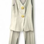 NWT Commence | S | 2 Piece Set Outfit Vest Pants Wide Leg Gold Button Womens Gray Photo 1
