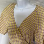 Topshop New  Seersucker Check Short Sleeve Midi Wrap Dress Lime Lilac Size 2 Photo 7