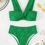 Green Ribbed Bikini Size 10 Photo 0