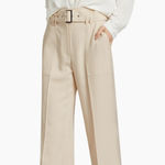 Elie Tahari  Diana Pinstriped Belted Pants Sand and White Stripe size 8 NWT $345 Photo 0