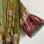 Rahab’s Rope Kantha Patchwork Floral Open Cardigan Duster Kimono Cotton One Size Green Size undefined Photo 2