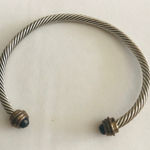 Cable classic Modern Twist Cuff Bracelet Silver tone Black Onyx End Adornment Photo 0