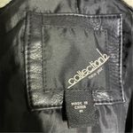 Women's Black Faux Leather Jacket M Quilted Sleeves Sherpa Collar Size M Photo 9