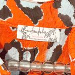 Free People Intimately  XS Orange Grey Leopard Spot Button Front Thin Top Photo 1