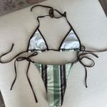 Green and brown stripe bikini Photo 1