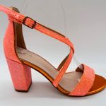Allegra K Heeled Sandals Womens 6 Glitter Orange Strappy Criss Cross Ankle Strap Photo 0